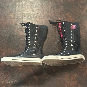 Converse Black and Silver Lace Up Boots